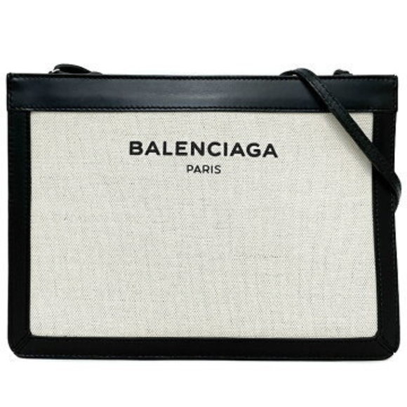 BALENCIAGA Shoulder Bag Navy Blue White Black Crossbody - Picture 1 of 9